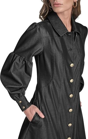 BCBG Womens Long Sleeve Button Front Collared Denim A-line Mini Dress in Saudi Arabia
