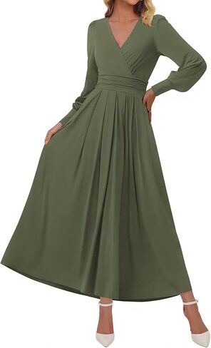 BTFBM Womens Long Sleeve Maxi Dress Fall 2025 Casual V Neck Knit A Line Flowy Pockets Elegant Party Wedding Guest Dresses in Saudi Arabia