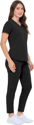 M&M SCRUBS Women’s Rib-Knit Jogger Scrub Set – 8-Pocket V-Neck Top & Tapered Cargo Pant, Stretch Nursing Uniform in Saudi Arabia