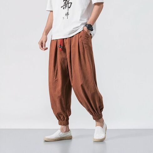 Men's Elastic Waist Drawstring Tapered Sweatpants with Pockets Cargo Joggers Pants Stretch S-XXL in Saudi Arabia