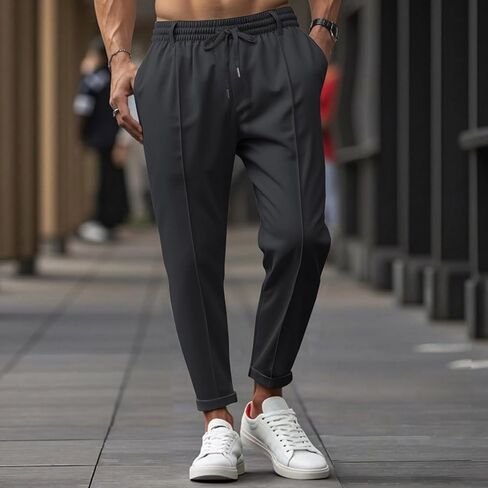 Men’s Casual Pencil Pants with Pockets,Lightweight Elastic Waist Drawstring Sweatpants in Saudi Arabia