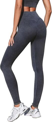 Women’s Ribbed Seamless Leggings High Waisted No Front Seam for Workout Gym Yoga in Saudi Arabia