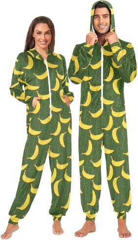 Adult Unisex Onesie Pajamas Hooded Costume Sleepwear Jumpsuit Matching Pjs in Saudi Arabia