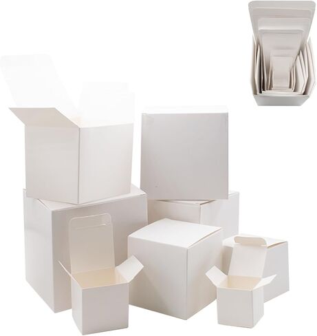 JoyHuaTrade 8 PCS Nesting Gift Boxes Assorted Size Prank Surprise White Square Box Funny Gag Supplies for Christmas Birthday Wedding Packaging Presents or Decoration (1.2-4 Inch) in Saudi Arabia