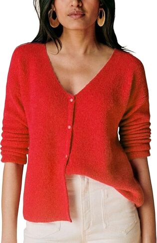 Lviefent Women Knit Cardigans Casual V Neck Long Sleeve Button Down Sweater Cardi Jumper Layer Top in Saudi Arabia