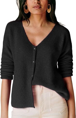 Lviefent Women Knit Cardigans Casual V Neck Long Sleeve Button Down Sweater Cardi Jumper Layer Top in Saudi Arabia