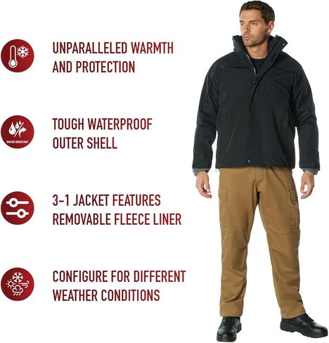 سترة Rothco All Weather 3 في 1 - معطف شتوي مريح معزول دافئ in Kuwait