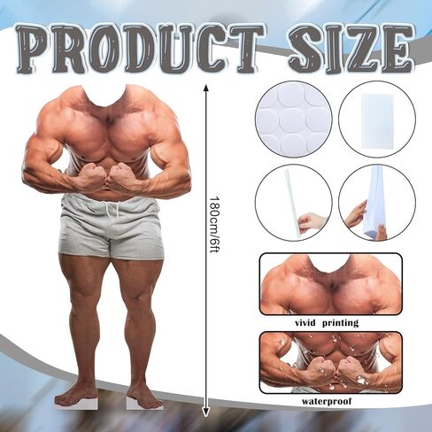 Chunful 6 Feet Muscle Man Stand up Cardboard Cutout Life Size Halloween Party Decoration Backdrop Photo Props Stand up Strong Man Standup Cardboard for Birthday Funny Fitness Theme Party Decor in Saudi Arabia