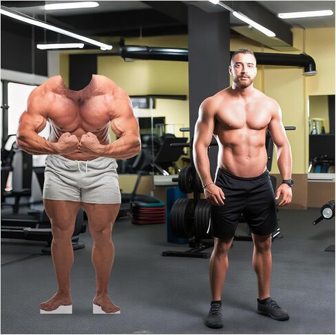 Chunful 6 Feet Muscle Man Stand up Cardboard Cutout Life Size Halloween Party Decoration Backdrop Photo Props Stand up Strong Man Standup Cardboard for Birthday Funny Fitness Theme Party Decor in Saudi Arabia