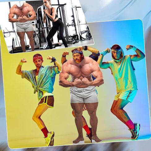 Chunful 6 Feet Muscle Man Stand up Cardboard Cutout Life Size Halloween Party Decoration Backdrop Photo Props Stand up Strong Man Standup Cardboard for Birthday Funny Fitness Theme Party Decor in Saudi Arabia