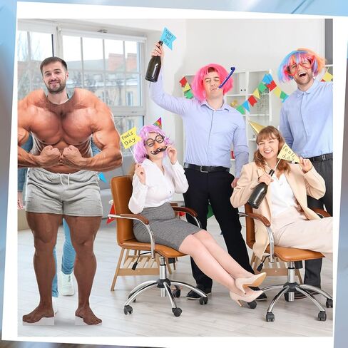 Chunful 6 Feet Muscle Man Stand up Cardboard Cutout Life Size Halloween Party Decoration Backdrop Photo Props Stand up Strong Man Standup Cardboard for Birthday Funny Fitness Theme Party Decor in Saudi Arabia