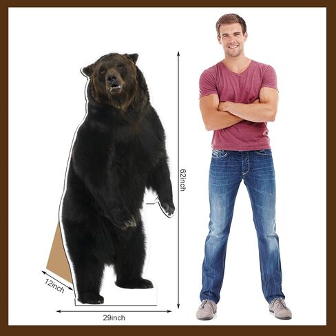 5.2 Ft Life Size Brown Bear Cardboard Standup Large Animal Cutout Stand for Brown Bear Farm Birthday Party Photos Props Decoration in Saudi Arabia