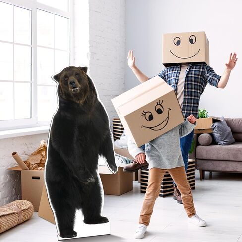 5.2 Ft Life Size Brown Bear Cardboard Standup Large Animal Cutout Stand for Brown Bear Farm Birthday Party Photos Props Decoration in Saudi Arabia