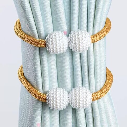 2 Pc Magnetic Curtain Tiebacks, Pearl Holdbacks for Drapes, Stylish Home Decor,Boho Holdbacks for Drapes in Saudi Arabia