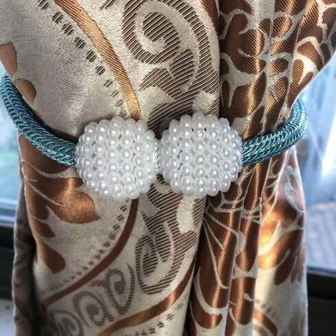 2 Pc Magnetic Curtain Tiebacks, Pearl Holdbacks for Drapes, Stylish Home Decor,Boho Holdbacks for Drapes in Saudi Arabia