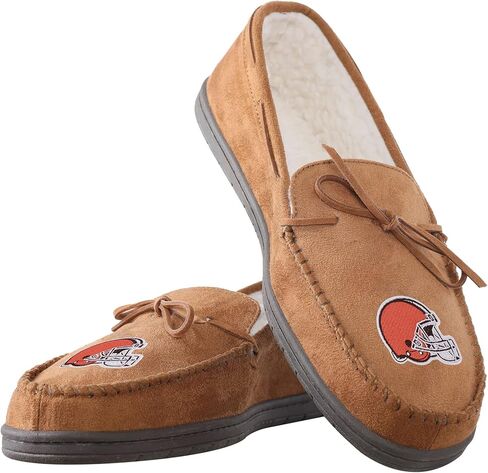 FOCO Men's NFL Team Logo Moccasin Slippers, Beige, 13-14 in Saudi Arabia