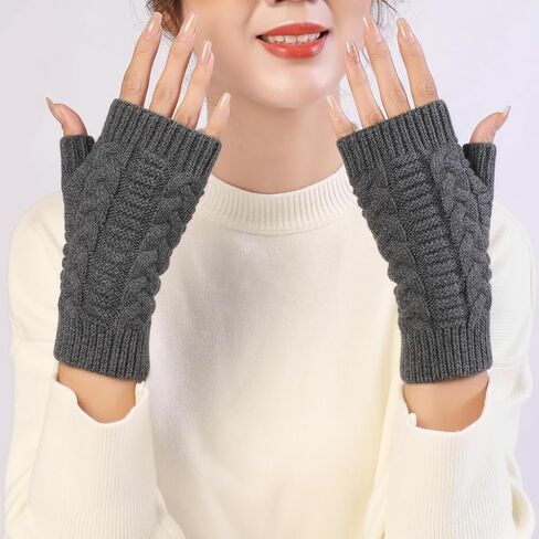 One Pair Unisex Acrylic Knit Fingerless Gloves in Saudi Arabia