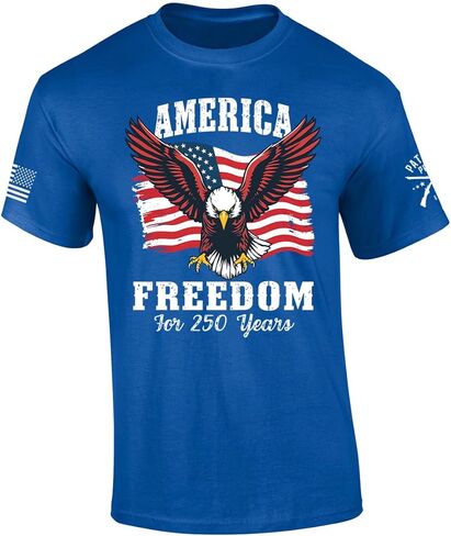 Patriot Pride Men's America Freedom for 250 Years USA Eagle Flag Short Sleeve T-Shirt, Patriotic Shirts for Men in Saudi Arabia