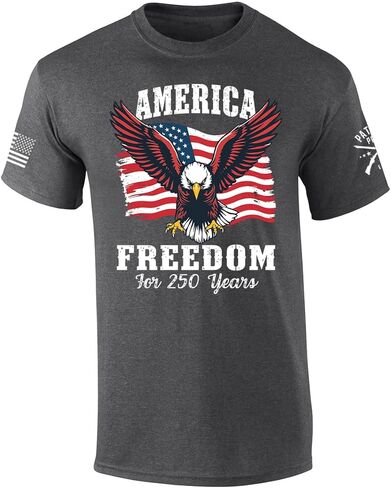 Patriot Pride Men's America Freedom for 250 Years USA Eagle Flag Short Sleeve T-Shirt, Patriotic Shirts for Men in Saudi Arabia