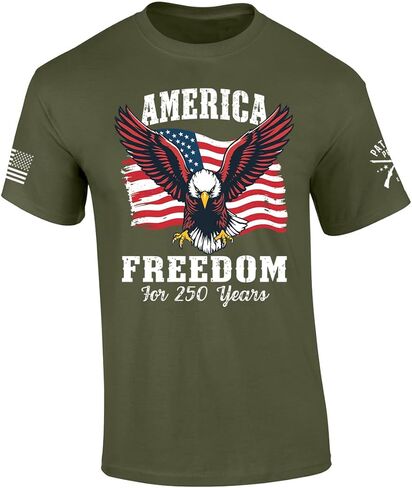 Patriot Pride Men's America Freedom for 250 Years USA Eagle Flag Short Sleeve T-Shirt, Patriotic Shirts for Men in Saudi Arabia