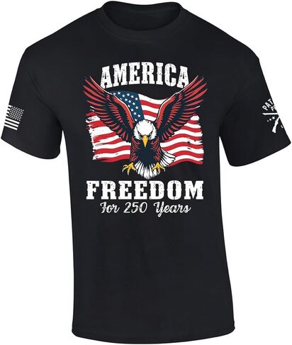 Patriot Pride Men's America Freedom for 250 Years USA Eagle Flag Short Sleeve T-Shirt, Patriotic Shirts for Men in Saudi Arabia