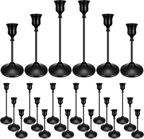 24PCS Brass Gold Taper Candle Holders Set, Vintage Metal Candlestick Holders Plus Candle Snuffer for Table Centerpiece,Wedding Reception,Festive Christmas Mantel Decoration in Kuwait