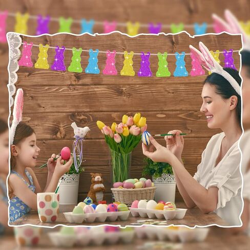 100 Pcs Easter Glitter Bunny Cutouts Card Colorful Rabbit Paper Cutouts Spring Easter Bunny Decoupage Bulletin Board Decor Bunny DIY Crafts for Kids School Classroom Decorations in Saudi Arabia
