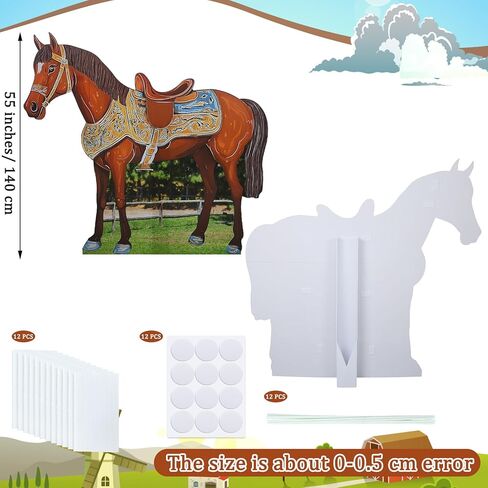 Leinuosen 4.6 ft Horse Party Decoration Brown Horse Cardboard Cutout Stand up Life Size Western Cowboy Cowgirl Themed Photo Booth Props Stnad-up Cardboard Cutout for Wild West Western Party Supplies in Saudi Arabia