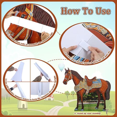 Leinuosen 4.6 ft Horse Party Decoration Brown Horse Cardboard Cutout Stand up Life Size Western Cowboy Cowgirl Themed Photo Booth Props Stnad-up Cardboard Cutout for Wild West Western Party Supplies in Saudi Arabia