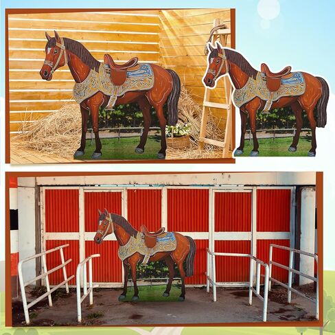 Leinuosen 4.6 ft Horse Party Decoration Brown Horse Cardboard Cutout Stand up Life Size Western Cowboy Cowgirl Themed Photo Booth Props Stnad-up Cardboard Cutout for Wild West Western Party Supplies in Saudi Arabia