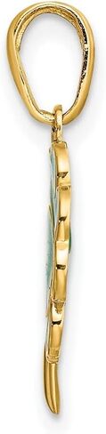10K Yellow Gold 4-Leaf Clover Enameled Pendant in Saudi Arabia