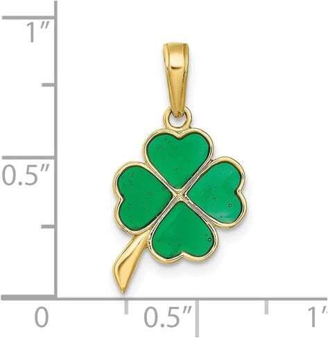 10K Yellow Gold 4-Leaf Clover Enameled Pendant in Saudi Arabia