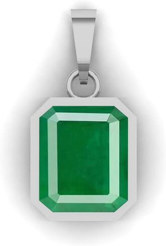 5.00 Carat Lab Certified Emerald/Panna Gemstone Bezel Setting Silver Plated Pendant For Women And Men| Birthstone Pendant Gift For Her (10x12mm) in Saudi Arabia