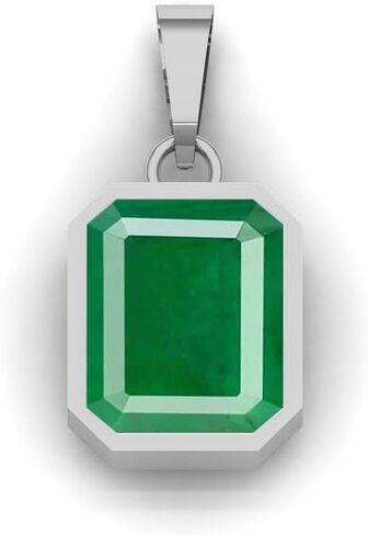 5.00 Carat Lab Certified Emerald/Panna Gemstone Bezel Setting Silver Plated Pendant For Women And Men| Birthstone Pendant Gift For Her (10x12mm) in Saudi Arabia