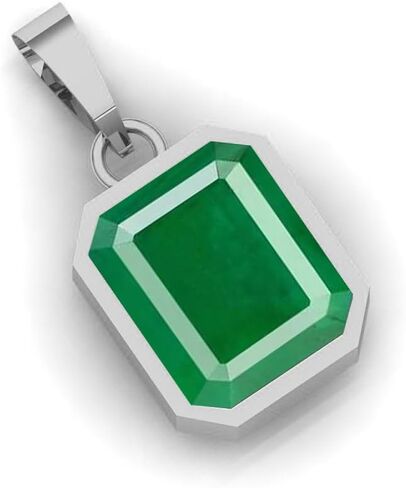 5.00 Carat Lab Certified Emerald/Panna Gemstone Bezel Setting Silver Plated Pendant For Women And Men| Birthstone Pendant Gift For Her (10x12mm) in Saudi Arabia