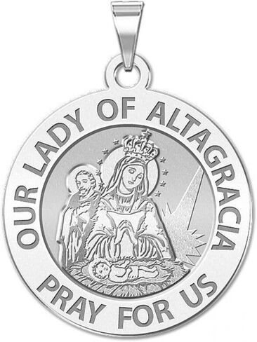 PicturesOnGold.com Our Lady of The Altagracia Religious Medal - 2/3 Inch Size of Dime, Sterling Silver in Saudi Arabia
