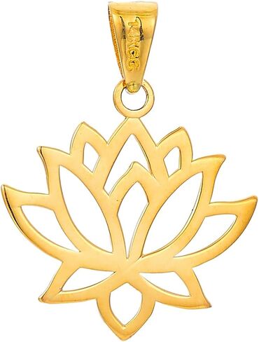 14k Yellow Gold Lotus Flower Pendant in Saudi Arabia