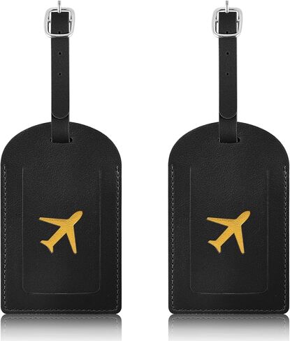 Luggage Tags for suitcases, Privacy Protection PU Leather Bag Tags for Luggage, Name Identifiers for Easy Bag Recognition, Essential Travel Accessories (2, Black, 4.42 * 2.75in) in Saudi Arabia