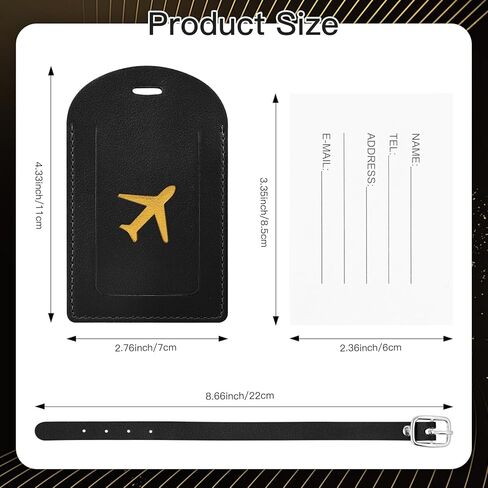Luggage Tags for suitcases, Privacy Protection PU Leather Bag Tags for Luggage, Name Identifiers for Easy Bag Recognition, Essential Travel Accessories (2, Black, 4.42 * 2.75in) in Saudi Arabia