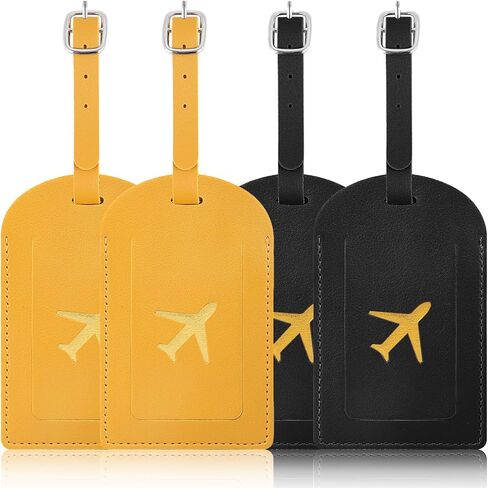 Luggage Tags for suitcases, Privacy Protection PU Leather Bag Tags for Luggage, Name Identifiers for Easy Bag Recognition, Essential Travel Accessories (2, Black, 4.42 * 2.75in) in Saudi Arabia