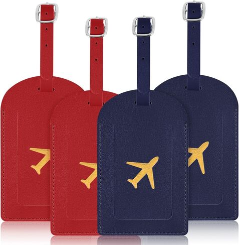 Luggage Tags for suitcases, Privacy Protection PU Leather Bag Tags for Luggage, Name Identifiers for Easy Bag Recognition, Essential Travel Accessories (2, Black, 4.42 * 2.75in) in Saudi Arabia