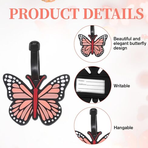 2Pcs Funny Silicone Luggage Tags, Butterfly Luggage Tag, Personalized Luggage Tags for Women Men Travel Bags Suitcases in Saudi Arabia
