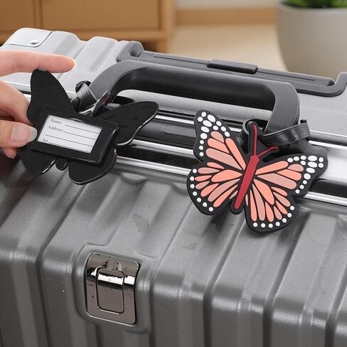 2Pcs Funny Silicone Luggage Tags, Butterfly Luggage Tag, Personalized Luggage Tags for Women Men Travel Bags Suitcases in Saudi Arabia
