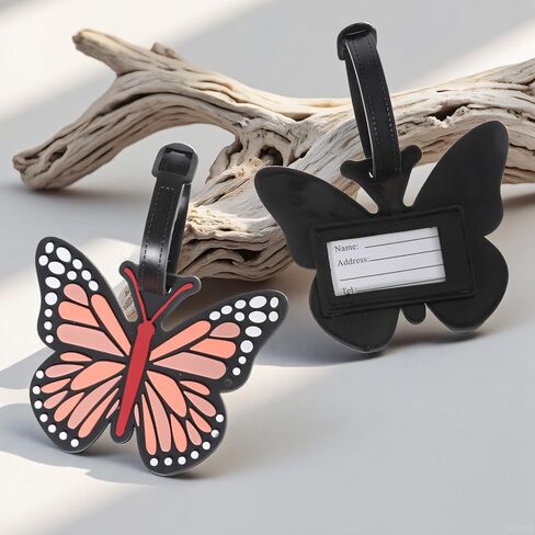 2Pcs Funny Silicone Luggage Tags, Butterfly Luggage Tag, Personalized Luggage Tags for Women Men Travel Bags Suitcases in Saudi Arabia