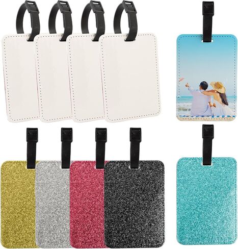 Framendino, 10 Pack Sublimation Blank Luggage Tags with Straps Heat Transfer Baggage Tag Identifiers for Suitcases DIY Gifts in Saudi Arabia