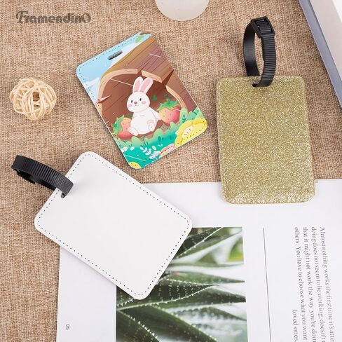 Framendino, 10 Pack Sublimation Blank Luggage Tags with Straps Heat Transfer Baggage Tag Identifiers for Suitcases DIY Gifts in Saudi Arabia