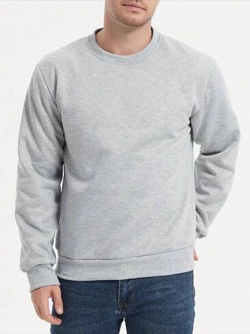 Men's Crewneck Sweatshirt Warm Thermal Long Sleeve Winter Fleece Pullover Shirt Clothes in Saudi Arabia