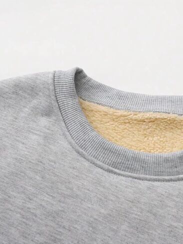 Men's Crewneck Sweatshirt Warm Thermal Long Sleeve Winter Fleece Pullover Shirt Clothes in Saudi Arabia