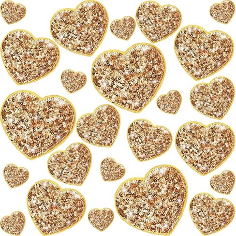 24 Pcs Sequin Heart Iron on Patches in 4 Sizes Embroidered Decorative Shiny Love Patches for Clothing Bags Jackets Jeans Hats Backpacks Costume Accessory in Kuwait