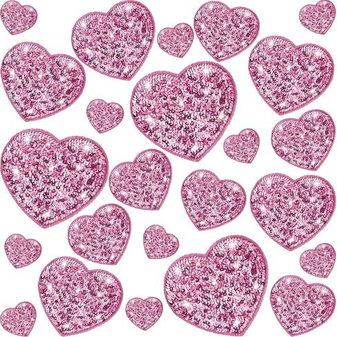 24 PCS ترتر القلب الحديد على البقع في 4 أحجام مقدمة بقع الحب اللامع المزخرفة لأكياس الملابس جاكيتات الجينز القبع in Kuwait